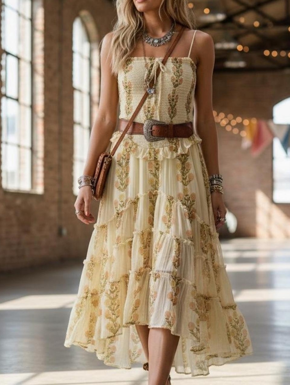 NWT Free People Alejandra Smocked Bodice Tiered Sundress